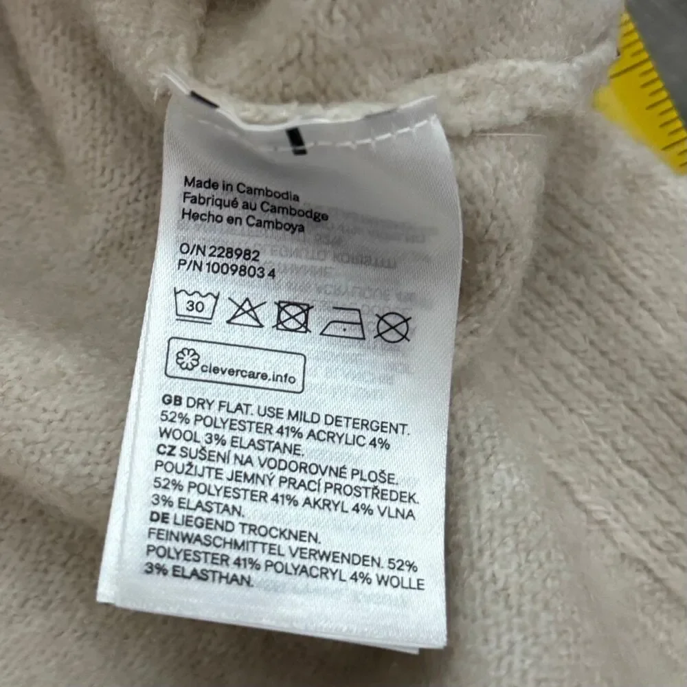 H&M wool blend collared oatmeal neutral knit oversized sweater